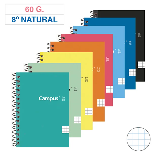[001140] BLOC ESPIRAL CAMPUS 8º NATURAL T.BASICA 80H 60G CUADRICULA 4MM