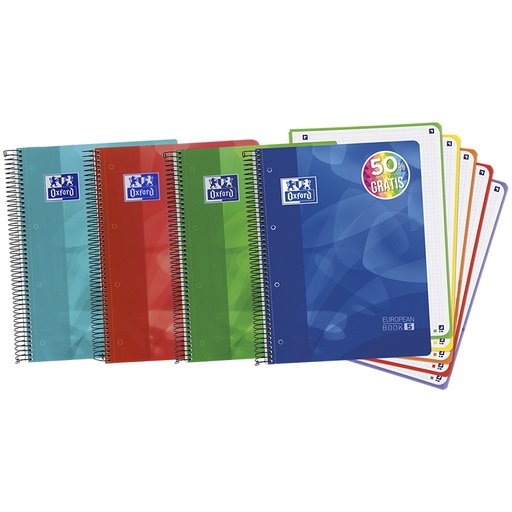 [029141] BLOC ESPIRAL OXFORD A4+TAPA PLASTICO 120 HOJAS CUADRICULA 5MM