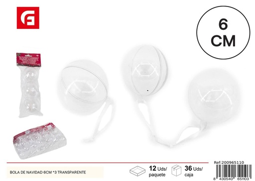[881797] BOLA DE NAVIDAD X3 TRANSPA.6CM