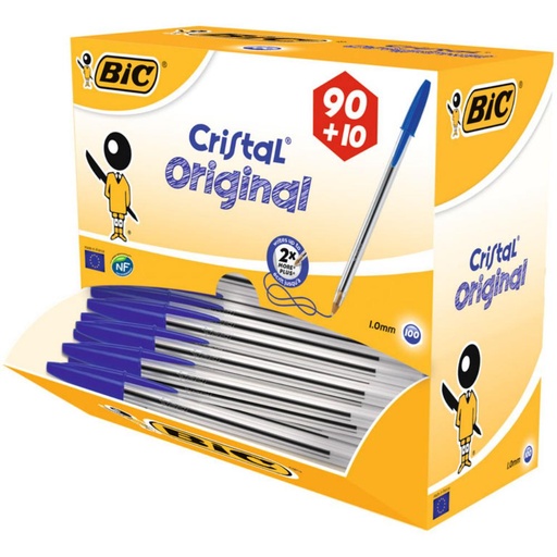 [118796] BOLÍGRAFO BIC CRISTAL AZUL PACK ESCOLAR 100 UD.