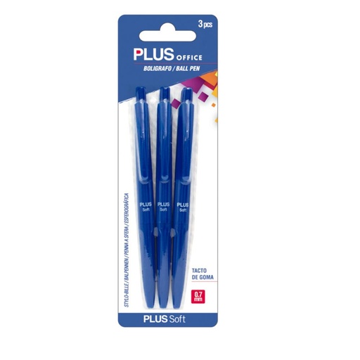 [080929] BOLIGRAFO PLUS SOFT AZUL BL/3