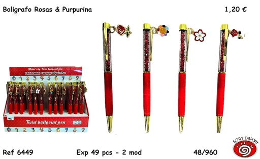 [752258] BOLIGRAFO ROSAS&PURPURINA 6449