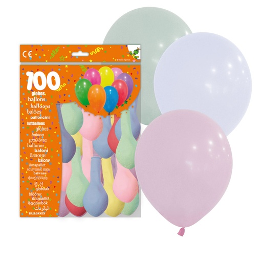 [000023] BOLSA 100 GLOBOS MIX PASTEL 9RPBABY