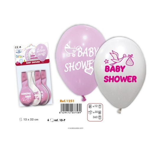 [000086] BOLSA 6 GLOBOS BABY SHOWER NIÑA 1251