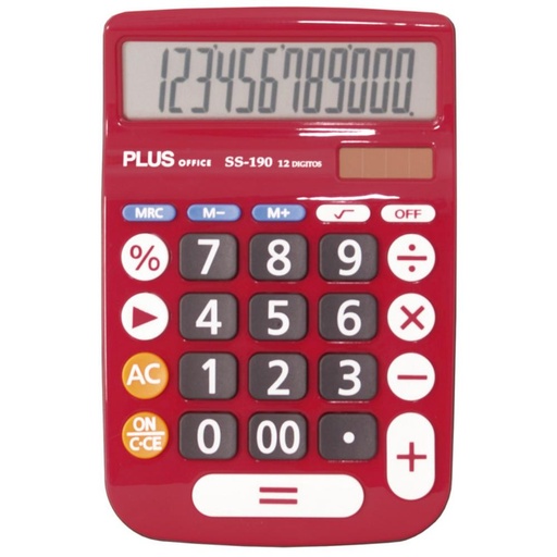 [220584] CALCULADORA PLUS SS-190 ROJO