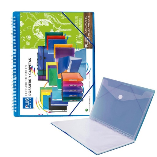 [180759] CARPETA 20 FUNDAS ESPIRAL GOM.AZUL