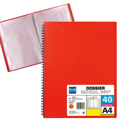 [180628] CARPETA 40 FUNDAS ESPIRAL ROJO