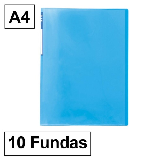 [180668] CARPETA TRASLUCIDA 10 FUNDAS AZUL