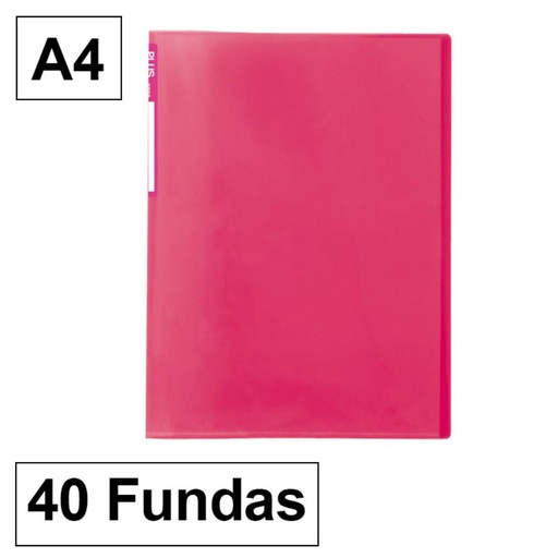 [180881] CARPETA TRASLUCIDA 40 FUNDAS ROSA