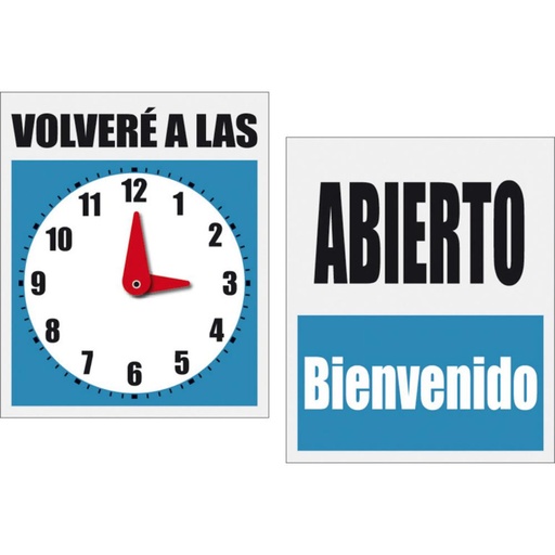 [040482] CARTEL ABIERTO/CERRADO RELOJ