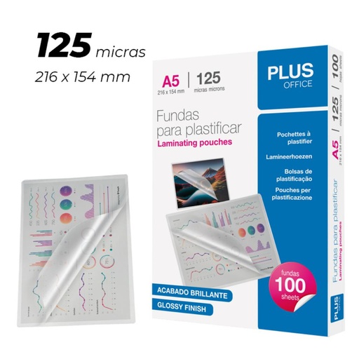 [220534] FUNDA PLASTIFICAR PLUS OFFICE A5 216x154MM 125 MICRAS