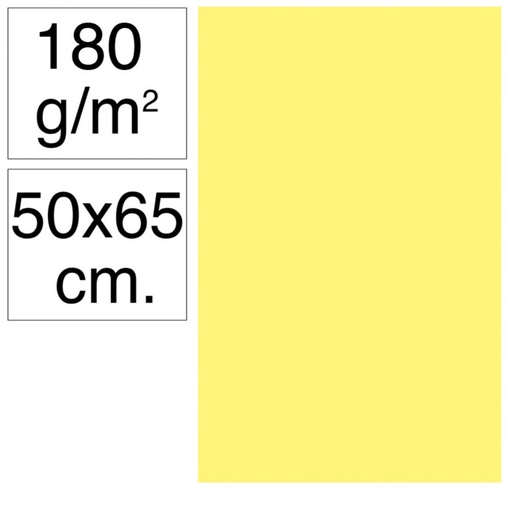 [630482] CARTULINA 50X65 180G AMARILLO LIMON 25UD