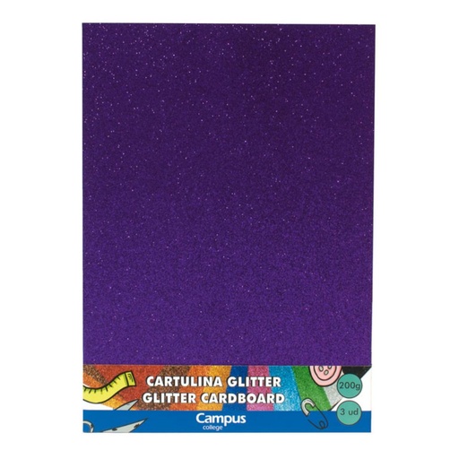[630705] CARTULINA A4 MAKRO GLITTER VIOLETA BOLSA 3U