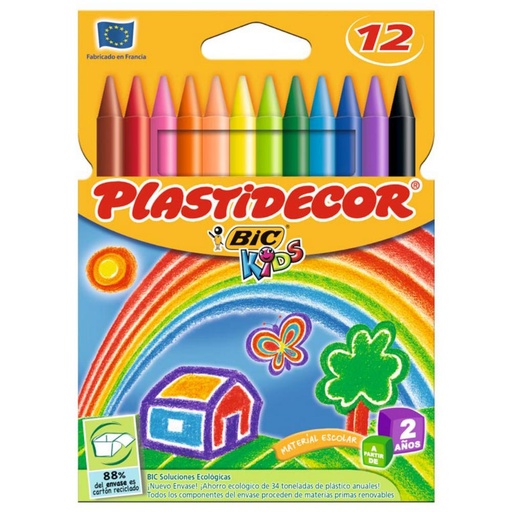 [630036] CERAS BIC PLASTIDECOR KIDS 12 COLORES
