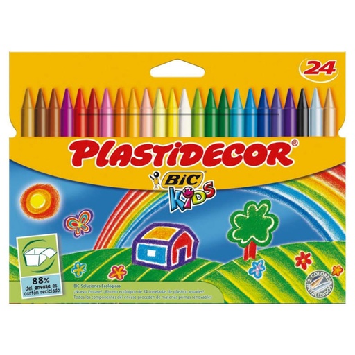 [630038] CERAS PLASTICAS BIC PLASTIDECOR KIDS 24 COLORES