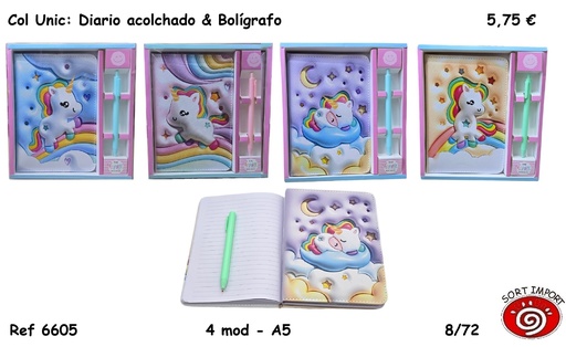 [000222] DIARIO ACOLCHADO&BOLIGRAFO 6605