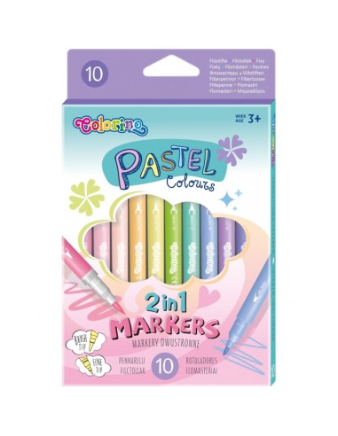 [653067] ROTULADORES DOBLE PUNTA PASTEL COLORINO 10U 80875PTR