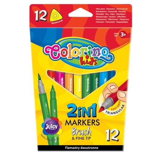 [653049] ROTULADORES DOBLE PUNTA COLORINO 12COL 92500PTR