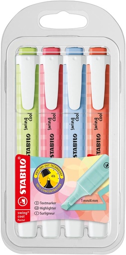 [122123] ESTUCHE FLUORESCENTE STABILO SWING COOL PASTEL 4U