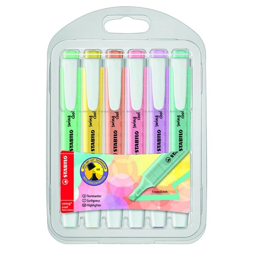 [081413] FLUORESCENTE STABILO SWING COOL PASTEL 6UD.