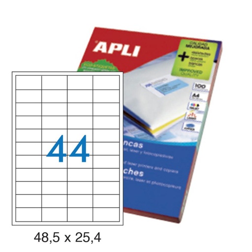 [029844] ETIQUETAS FOTOCOPIADORA APLI A4 48,5X25,4 100H
