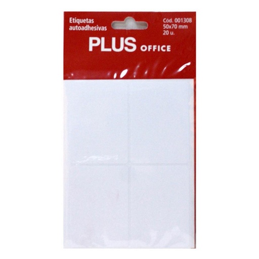 [001309] ETIQUETAS AUTOADHESIVAS PLUS OFFICE 53X82 MM 20 ETIQUETAS 5 HOJAS