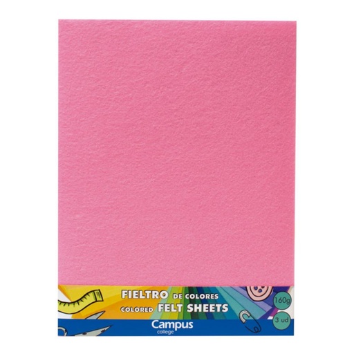 [630695] FIELTRO 23X30 MAKRO ROSA CLARO B/3U