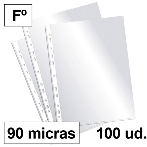 [180275] FUNDAS MULTITALADRO PLUS OFFICE FOLIO CRISTAL 90 MICRAS 100 UD