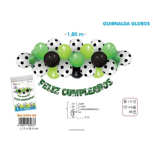 [169329] GUIRNALDA GLOBOS FÚTBOL FELIZ CUMPLEAÑOS 5393-04