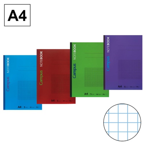 [002199] LIBRETA DE APUNTES ENCOLADA CAMPUS A4 40 HOJAS 90G CUADRICULA 5 MM