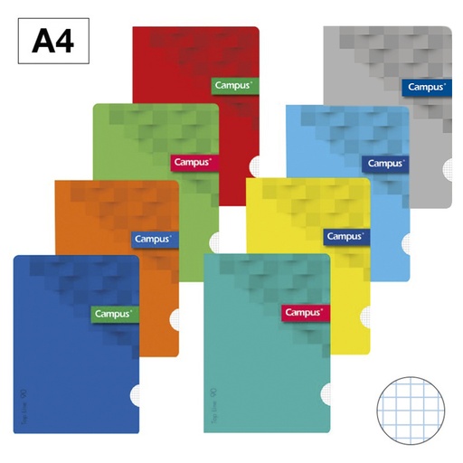 [002553] LIBRETA GRAPADA CAMPUS A4 TAPA PLASTICO 48 HOJAS 90G CUADRICULA 4MM