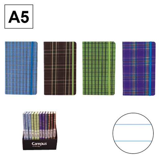 [002264] LIBRETA A5 80G 96H C/GOMA TELA