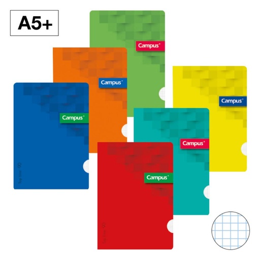 [002747] LIBRETA GRAPADA CAMPUS A5+TAPA PLASTICO 48 HOJAS 90G CUADRICULA 4 MM