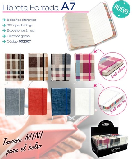 [002307] LIBRETA A7 80G 80H C/GOMA T.D.