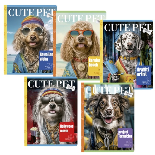 [003565] LIBRETA COSIDA CAMPUS CUTE PET RAYADO HORIZONTAL 190 X 248 MM