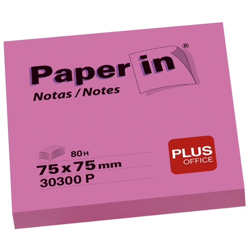[001210] BLOC NOTAS ADHESIVAS PAPER IN PLUS OFFICE 75X75 MM ROSA FLÚOR 80 HOJAS