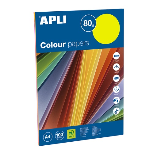 [653309] PACK 100H APLI A4 FLUOR SURTIDAS