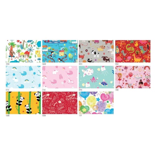 [877823] EXP 30 ROLLOS PAPEL REGALO TT INFANTIL 1x3MTRS