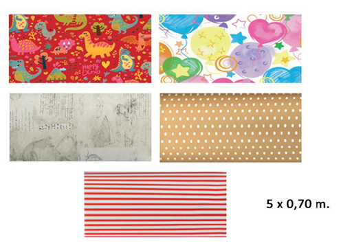 [879864] PAPEL REGALO TT SURTIDO 0,7X5MTRS 6575