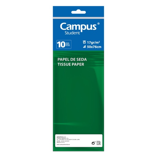[600161] PAPEL SEDA 10 H VERDE OSCURO MAKRO
