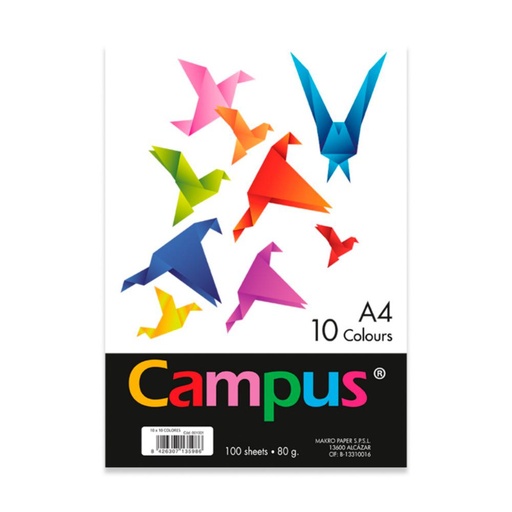 [001001] PAQUETE 100H A4 80gr 10 COLORES MAKRO