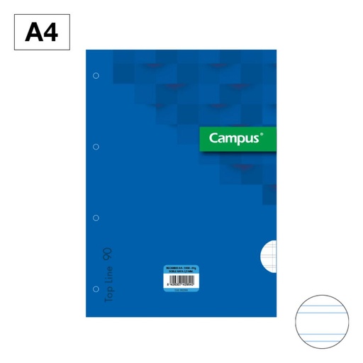 [002366] RECAMBIO CAMPUS A4 100 HOJAS 90G DOBLE LINEA 2,5 MM AZUL