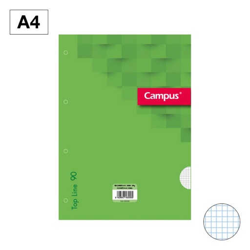 [002438] RECAMBIOS CAMPUS A4 100 HOJAS 90G CUADRICULA 3 MM VERDE