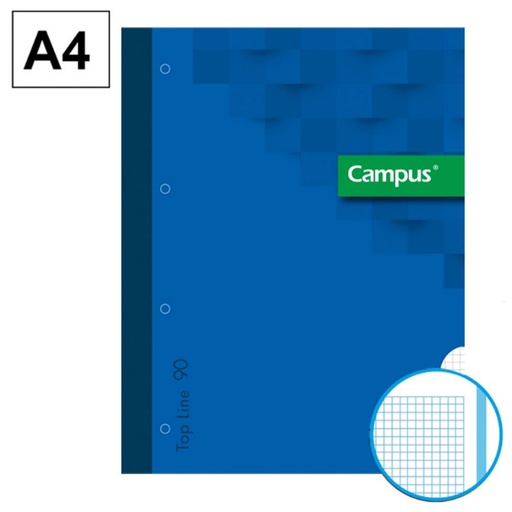 [002830] BLOC ENCOLADO DE RECAMBIOS CAMPUS A4 80 HOJAS 90G CUADRICULA 5 MM BANDA AZUL