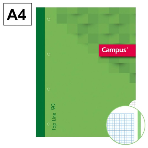 [002833] BLOC ENCOLADO DE RECAMBIOS CAMPUS A4 80 HOJAS 90G CUADRICULA 5 MM COLOR VERDE