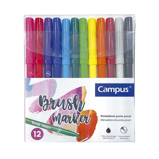 [630843] ROTULADOR CAMPUS BRUSH 12 COL
