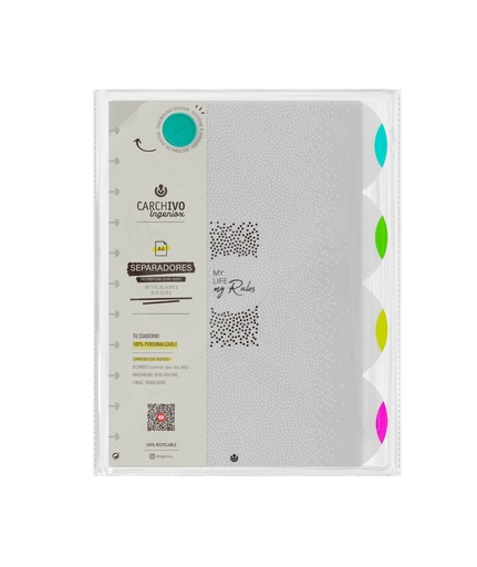 [033347] SEPARADORES A4 PP TRANSP/NEON INGENIOX