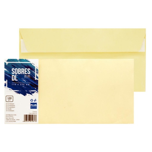 [002570] SOBRE PLUS 110*220 CREMA 20ud
