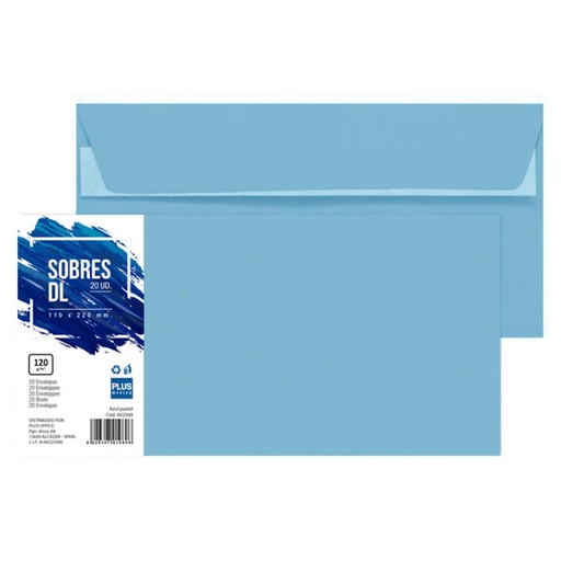 [002569] SOBRE PLUS 110x220 AZUL PASTEL 20ud
