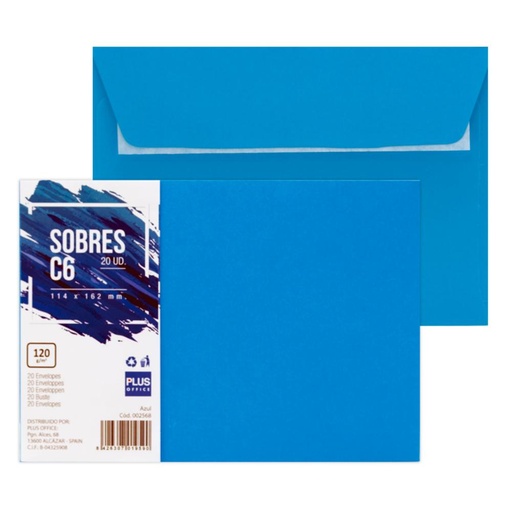 [002568] SOBRE PLUS 114*162 AZUL 20ud
